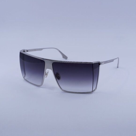 Victoria Beckham VB249S 040 Sunglasses Silver Rectangle Frame, Smoke Lenses - Picture 1 of 9